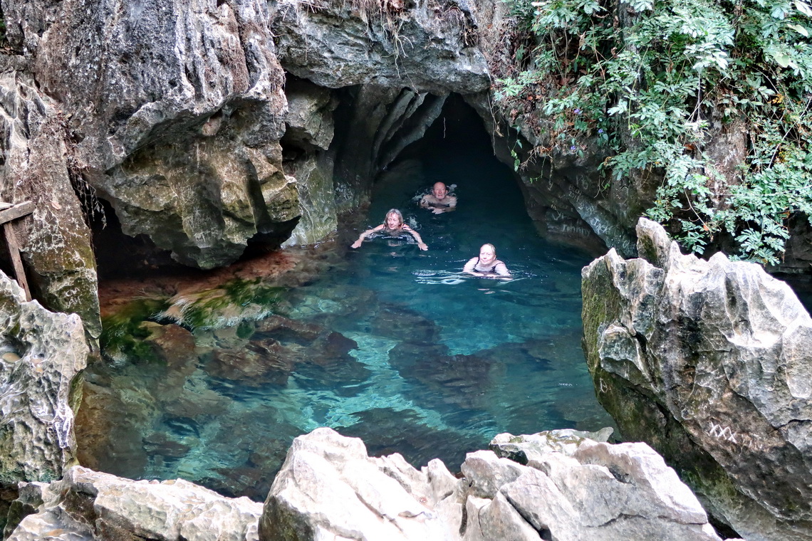 Jutta, Hermann and Marion leaving the water cave