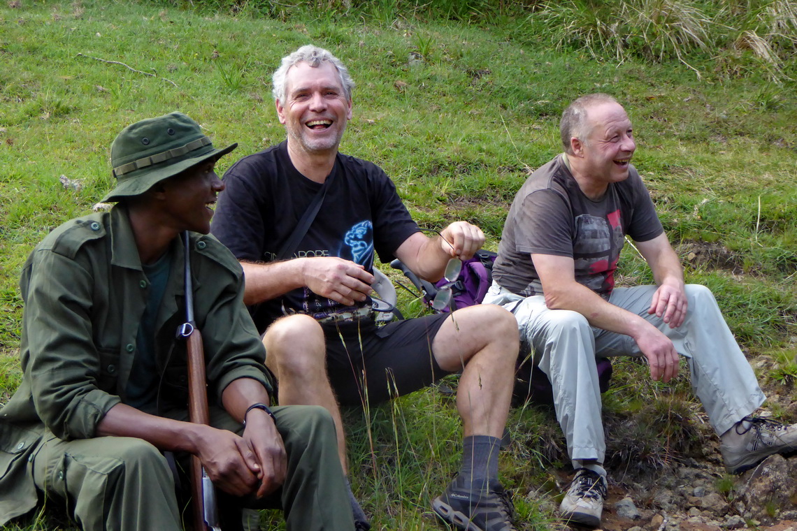 A ranger came with us to the second hut with a gun because there is a lot of game like Buffalos