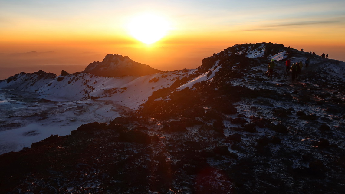 Sunrise with Mawenzi (on the left)