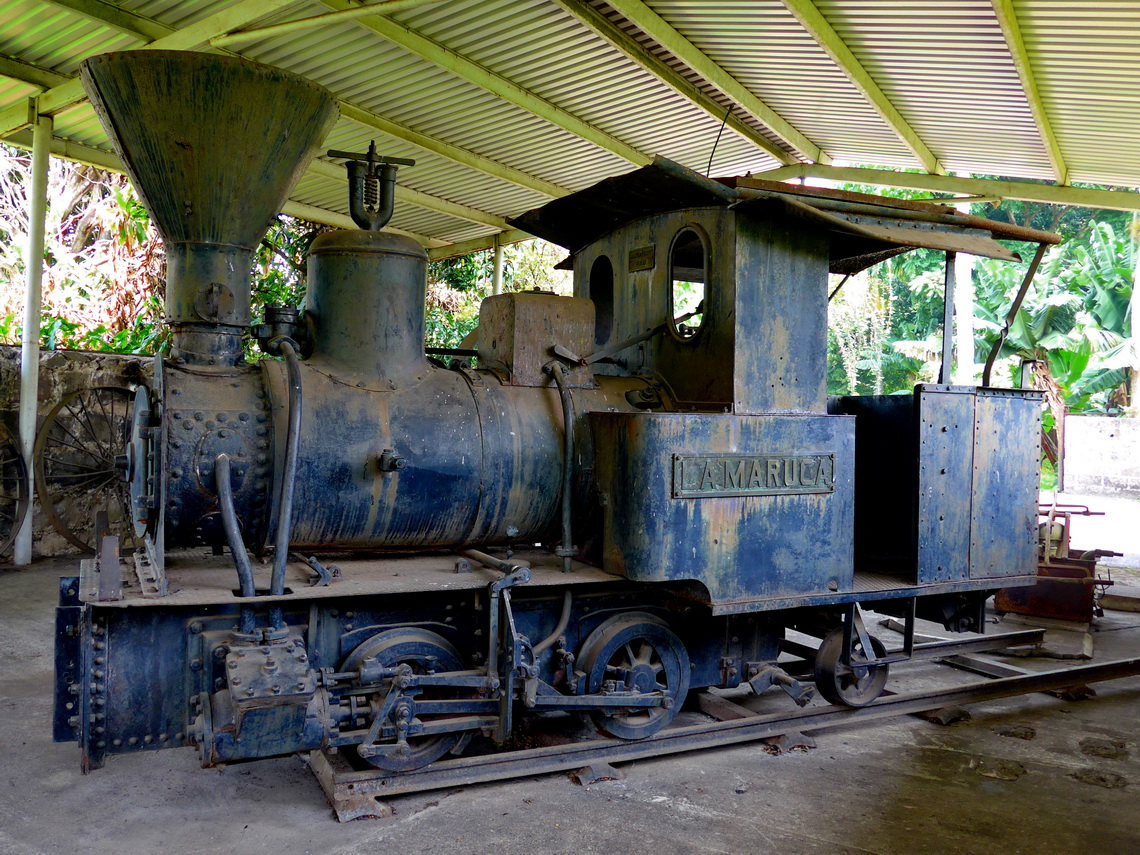 Old steam locomotive of the abandoned sugar plant