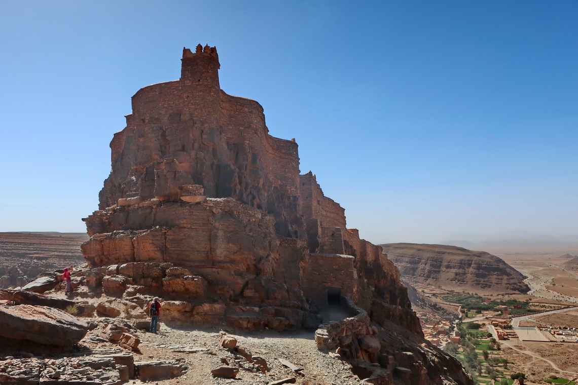 Approximately 800 years old fortified granary citadel Agadir Id Aissa above the oasis village Amtoudi