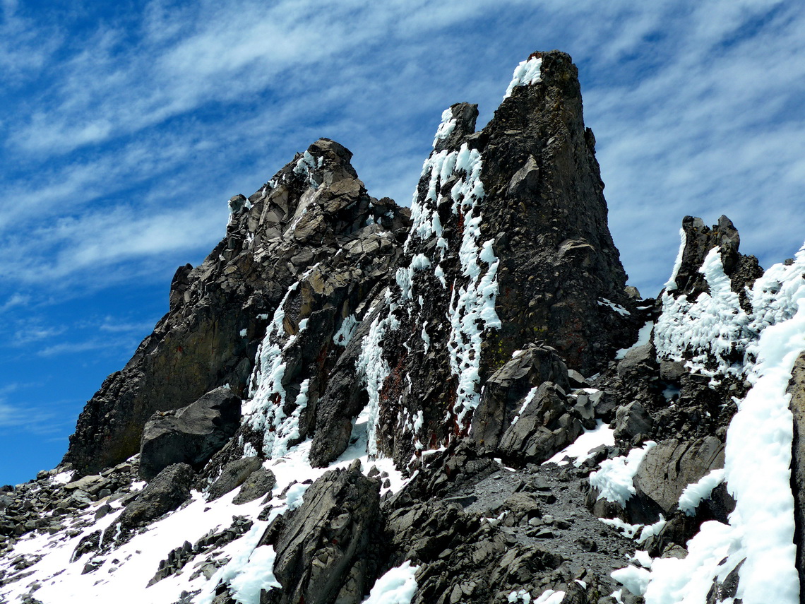 Pico del Fraile on the left - the route to its top circles it on the very left