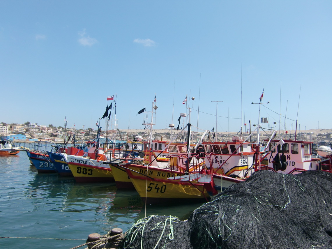 Quaint fishing boats in Caldera 